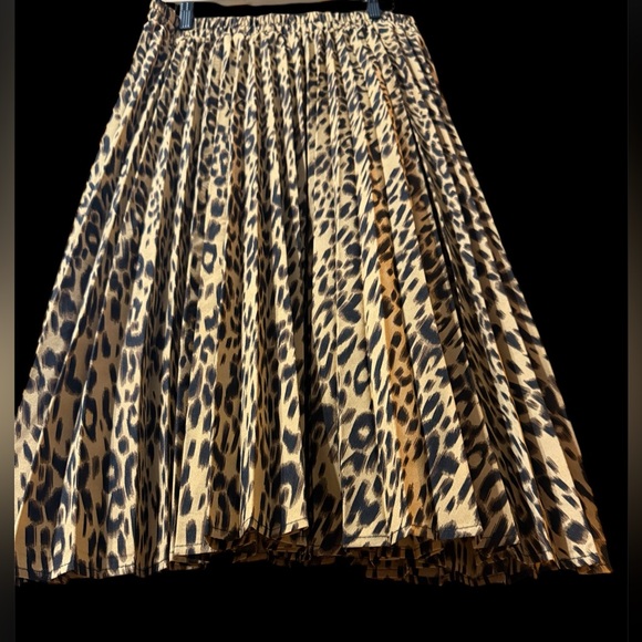 Women’s Chartou Chic Elastic High Waisted A Line Leopard Print Pleated Shirring - Picture 13 of 14